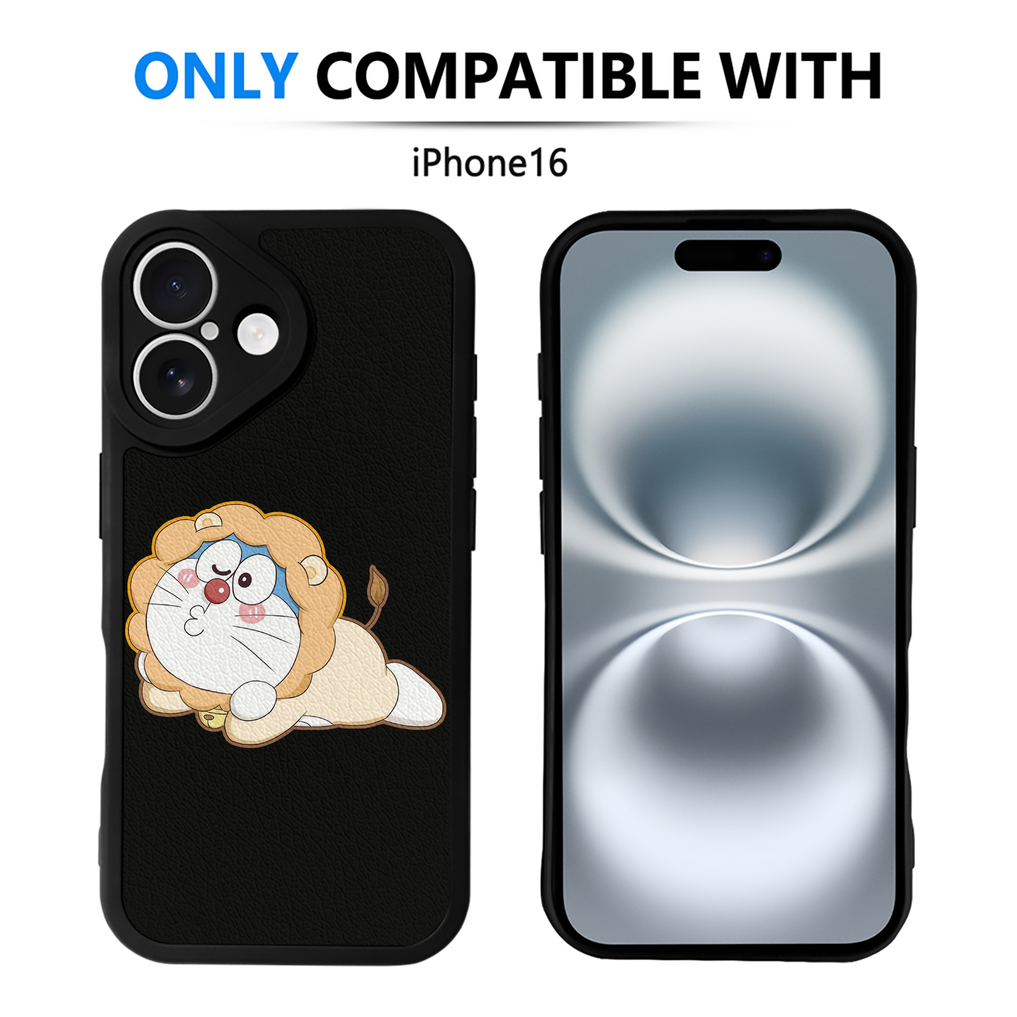 （画像用） ドラえもん Doraemon 【iPhone 16シリーズ対応】シリコンスマホケース（レザー調） 材質：シリコン